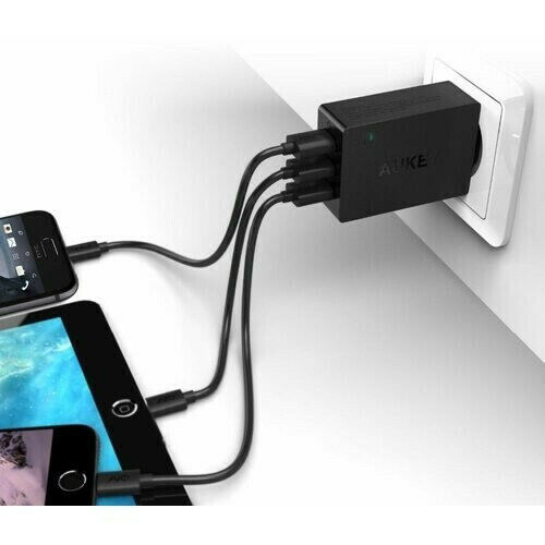 Aukey Φορτιστής Χωρίς Καλώδιο με 3 Θύρες USB-A 42W Quick Charge 3.0 Μαύρος (PA-T14)