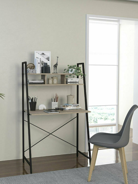 Schreibtisch Eiffel mit Metallbeinen Black / Sonoma 84x46x142cm