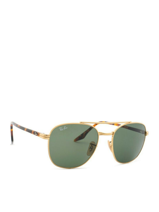 Ray Ban Унисекс Слънчеви Очила с Златен Метален Рамка и Зелени Стъкла RB3688 001/31