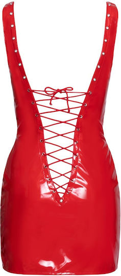 Black Level Lackiertes Kleid Rotes Leder- und Latex-Outfit