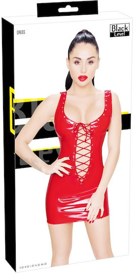 Black Level Lackiertes Kleid Rotes Leder- und Latex-Outfit