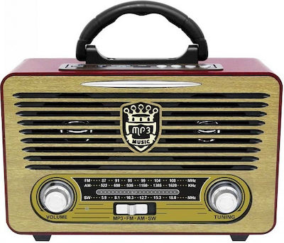 Meier M-115BT Retro Tabletop Radio Rechargeable with USB Brown