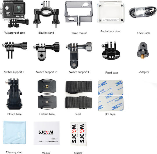 SJCAM SJ4000 Action Camera 4K Ultra HD Underwater with Case Standard with 2-inch Screen and Wi-Fi Black
