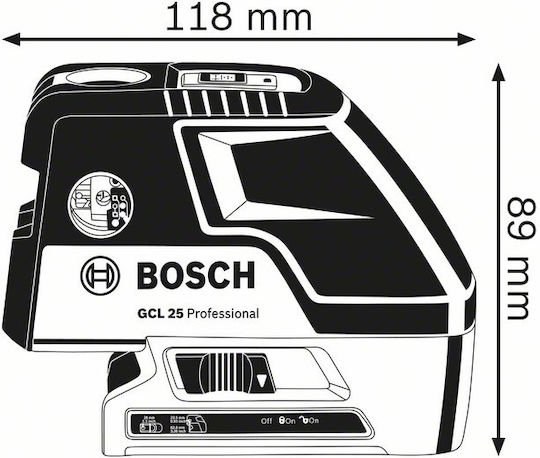 Bosch GCL 25 Professional Самонивелиращо Лазерен нивелир Точков Червен лъч 1.5V с Работен обхват 30м