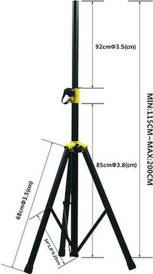 KAL Electronics PA-Lautsprecherständer in der Höhe von 115-200cm in Schwarz Farbe