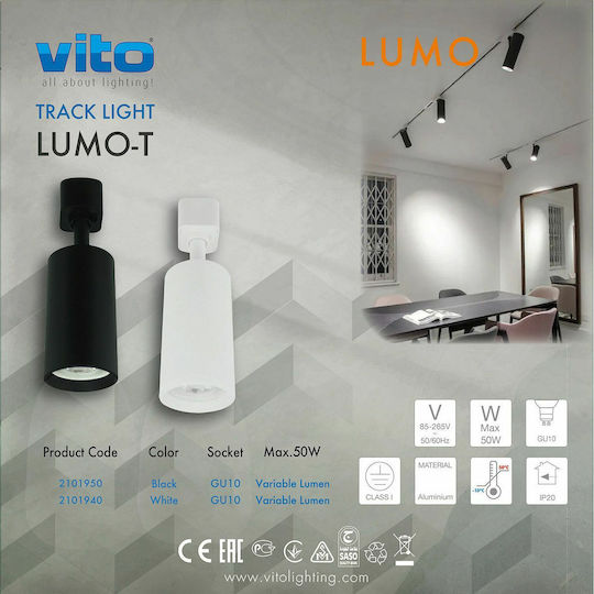 Vito LUMO-P Μονό Σποτ με Ντουί GU10 σε Μαύρο Χρώμα