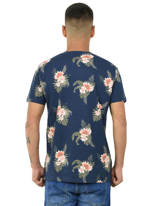 Rebase Ανδρικό T-shirt Navy Μπλε Floral