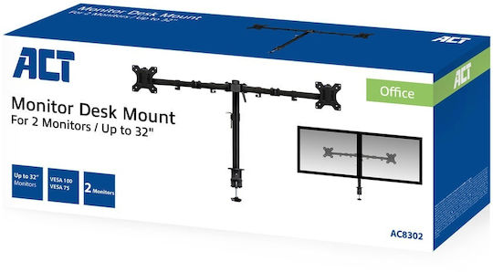 Act AC8302 Βάση Γραφείου για 2 Οθόνες έως 32" με Βραχίονα