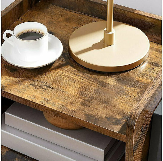 Wooden Bedside Table with Metallic Legs 42x35x52cm