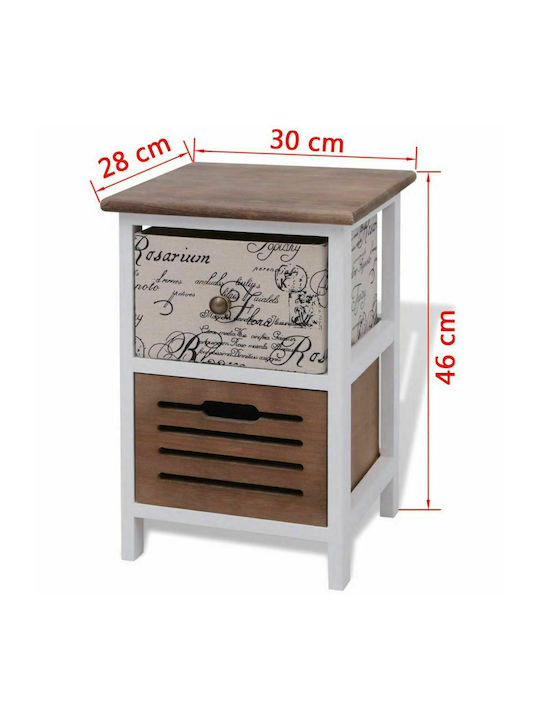 Κομοδίνα από Μασίφ Ξύλο Πολύχρωμα 2τμχ 30x28x46cm