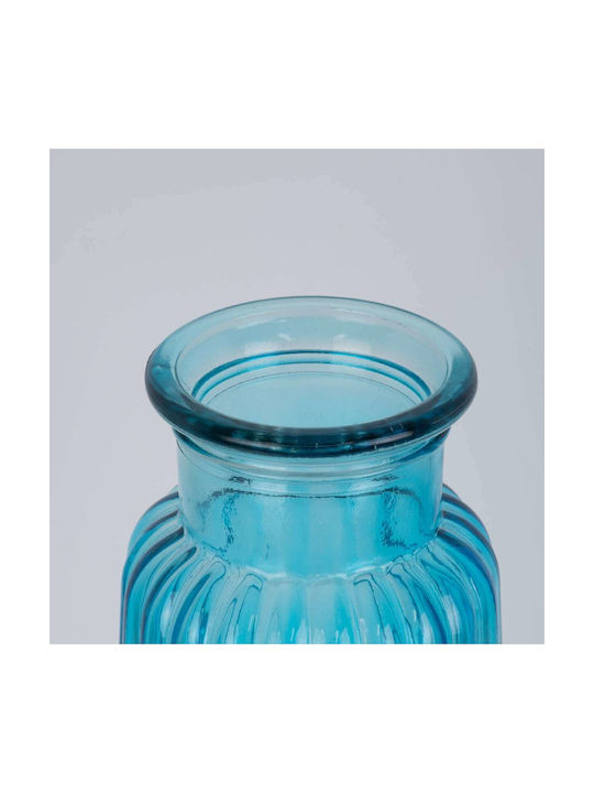 GloboStar Διακοσμητικό Βάζο Glas Layla Blau 11x11x22cm 1Stück