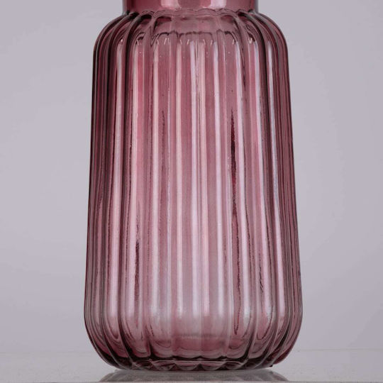 GloboStar Βάζο Γυάλινο Layla Μωβ Φ11xΥ22cm