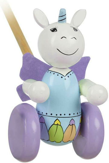 Orange Tree Toys Συρόμενο Παιχνίδι Τρεχαλίτσα Μονόκερος από Ξύλο για 36+ Μηνών