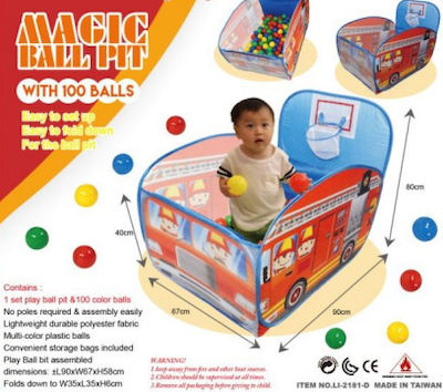 Fun Baby Bällebad Magic Fire Truck Ball Pit 2 Σε 1 50x17x41cm. Blau