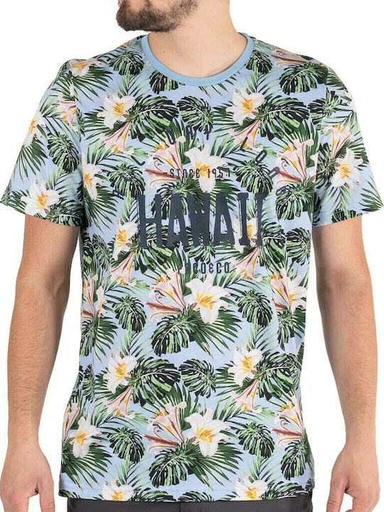 Paco & Co Ανδρικό T-shirt Γαλάζιο Floral