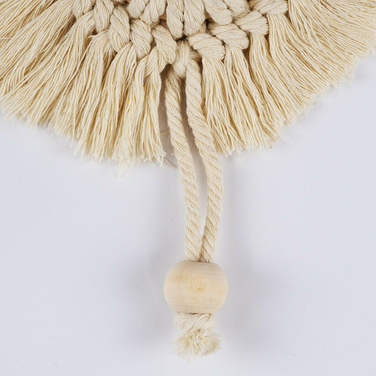 GloboStar Macrame Hanging Handmade Beige Fabric Wall Decor 14x14cm