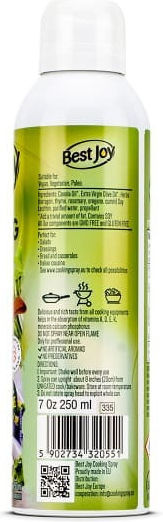 Best Joy Cooking Fat Cooking Spray Italian Herbs Gluten Free 250ml