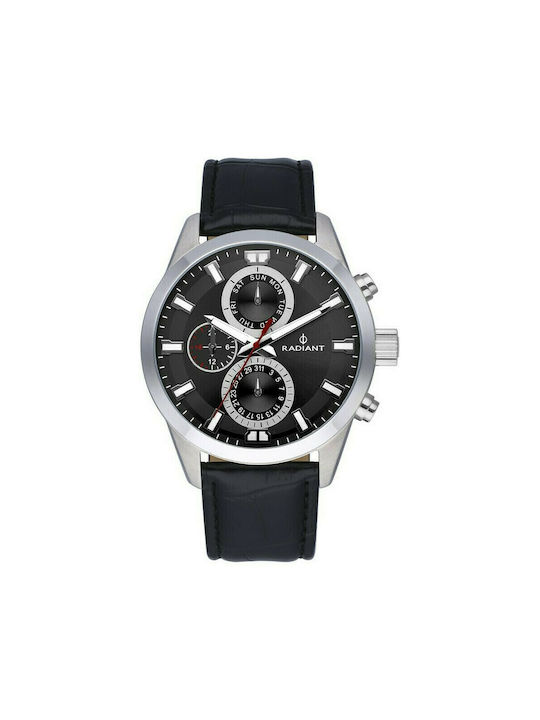 Radiant Watch Chronograph Battery with Black Leather Strap