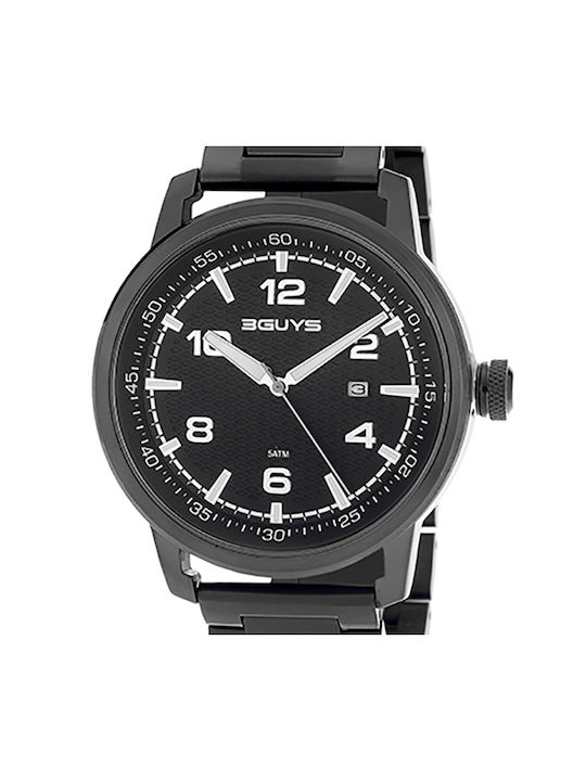 3Guys Watch Battery with Black Metal Bracelet