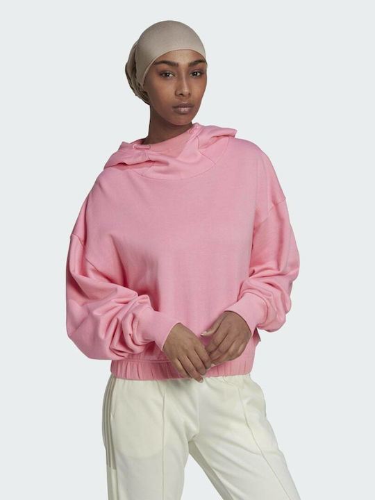 Studio Lounge Cropped Γυναικείο Φούτερ με Κουκούλα Bliss Pink