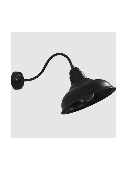 Heronia AS-PUBLIC-AP Modern Wall Lamp with Socket E27 Black Black Width 28.5cm