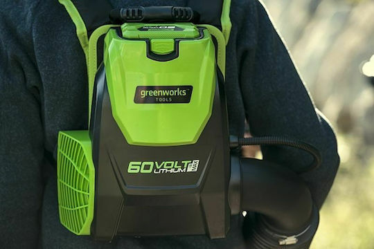 Greenworks GD60BPB Φυσητήρας Χειρός Μπαταρίας 60V Solo με Ρύθμιση Έντασης & Μέγιστη Ταχύτητα Αέρα 210km/h