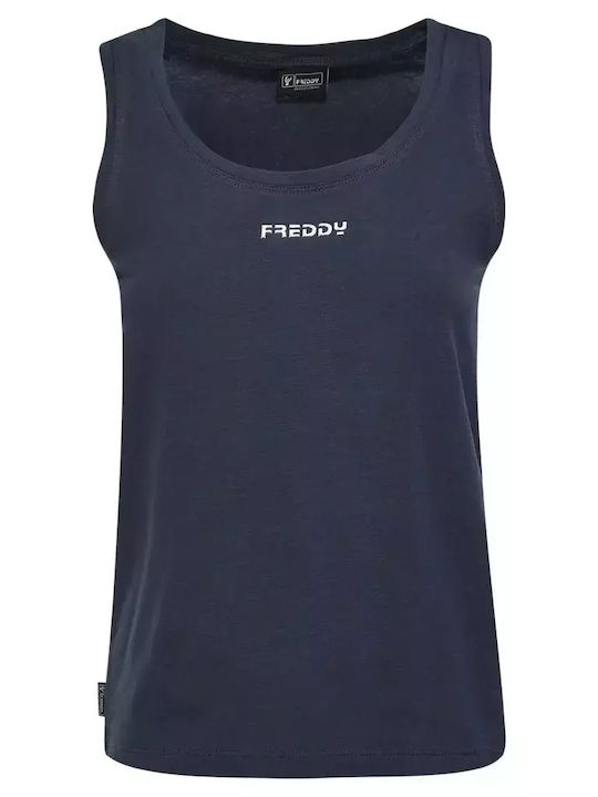 Women's Summer Blouse Cotton Sleeveless with V Neckline Navy Blue