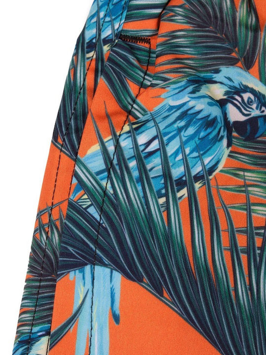 Parrots Men's Swimwear Shorts Orange with Patterns