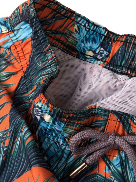 Parrots Men's Swimwear Shorts Orange with Patterns