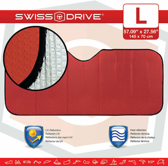 Swiss Drive Internal Car Windshield Sunshade with Suction Cup 145x70cm