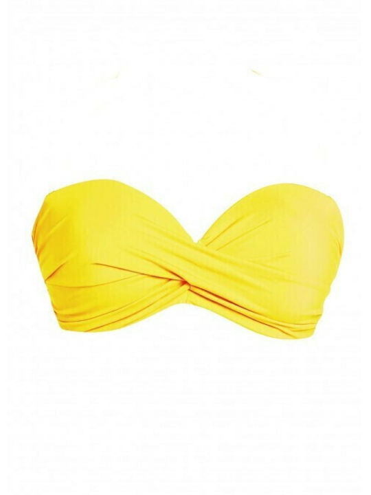 Strapless Bikini Top D Cup With Padding Yellow