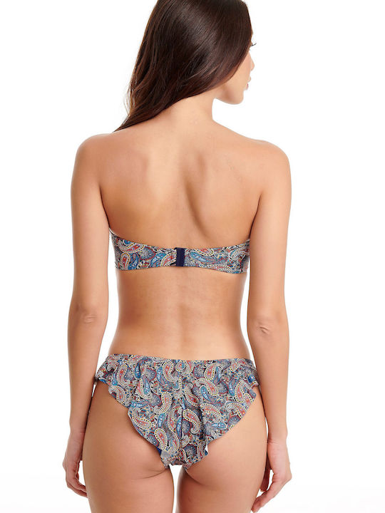 Top De Bikini Fără Bretele Cu Burete Albastru