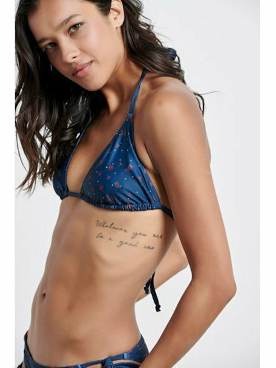 Bikini Triunghi Floral Albastru