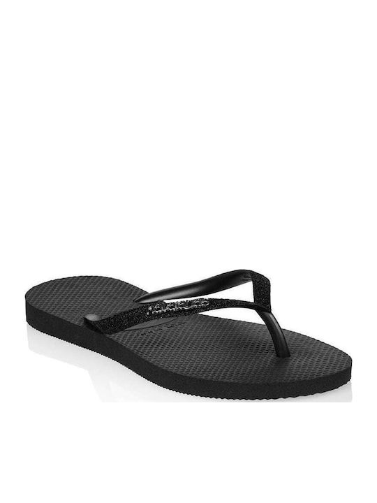 Slim Glitter Women's Flip Flops Black