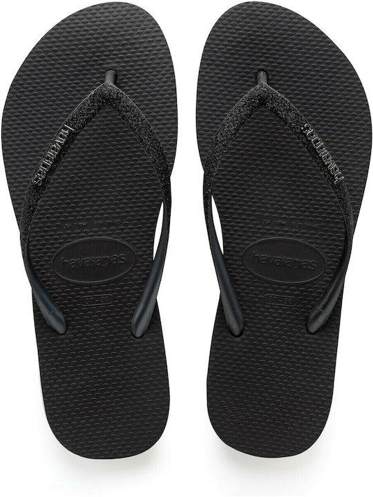 Slim Glitter Women's Flip Flops Black