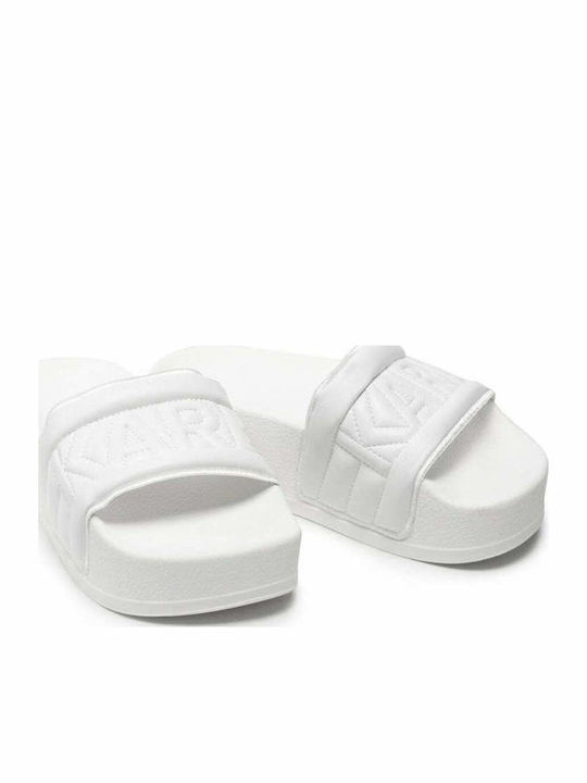 Puffa Logo Women's Platform Slides White