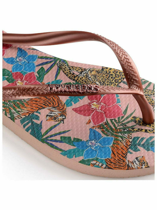 Slim Tropical Frauen Flip Flops in Gold Farbe