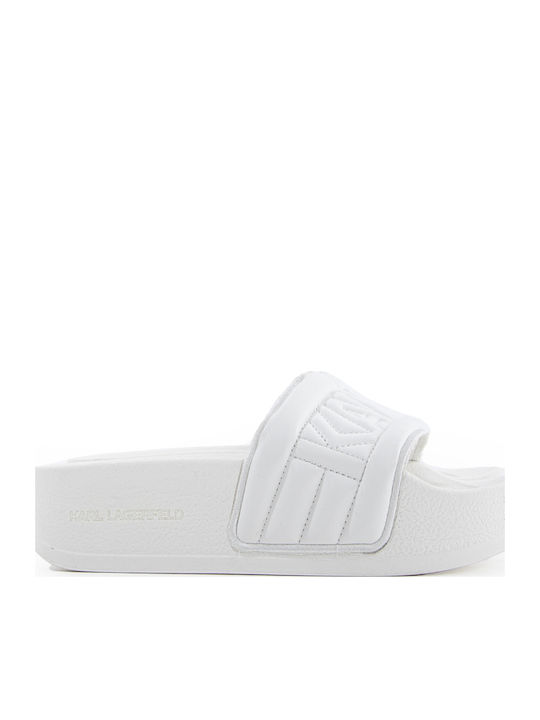 Puffa Logo Women's Platform Slides White