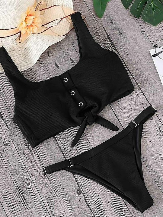 Set Bikini Sutien Sport & Brazilia Negru