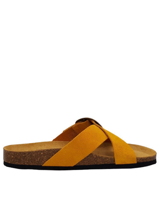 Plakton Anatomic Leather Crossover Women's Sandals Yellow