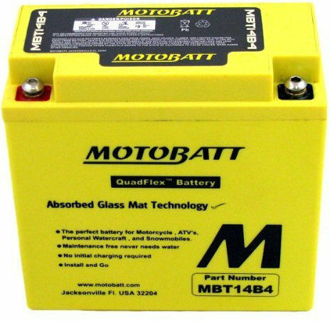 MotoBatt Мотоциклетна батерия YT14B-BS с капацитет 13Ах