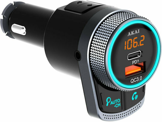 Akai Proffesional FM Car Transmitter Fmt80bt with Bluetooth USB & USB Type-C