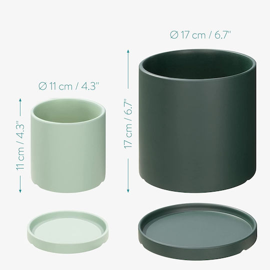Navaris Ghiveci Ceramică Verde 17x17x17εκ.