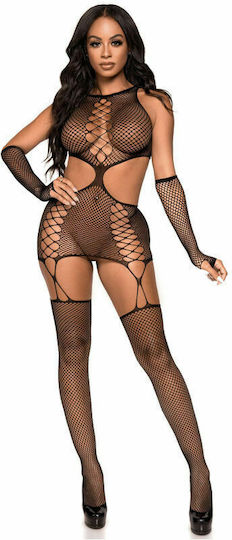 Leg Avenue Garter Dress With Gloves Секси Комплект Бельо Black D-231359