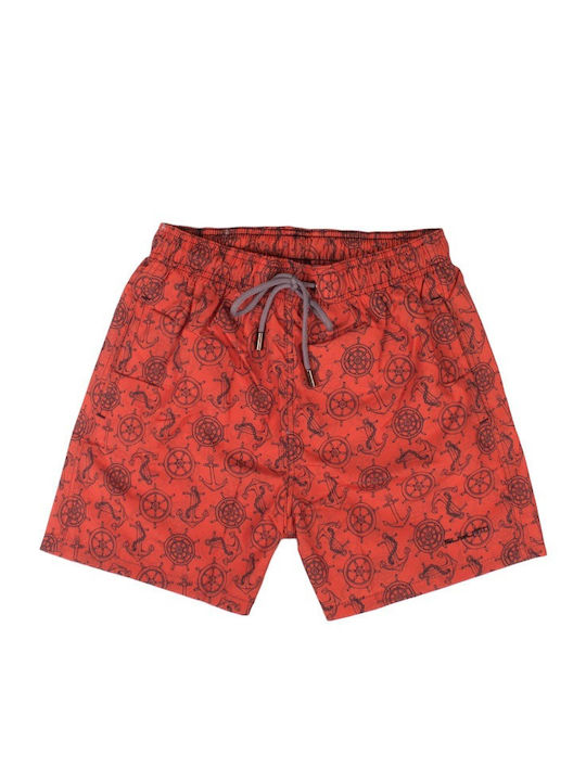 Leaf Men's Swimwear Shorts Orange with Patterns