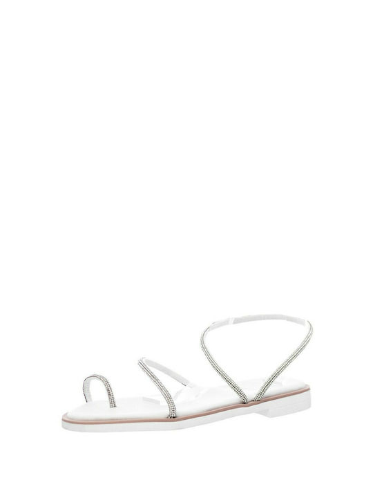 Mariella Fabiani Leather Women's Flat Sandals in White Color