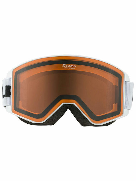 Alpina Narkoja Dh Μάσκα Σκι & Snowboard Ενηλίκων Λευκή με Φακό σε Πορτοκαλί Χρώμα