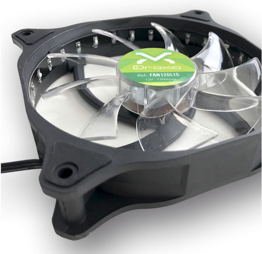 Droxio FAN12GL15 Ventilator Carcasă 120mm cu Iluminare Verde și Conexiune 3-Pin 1buc