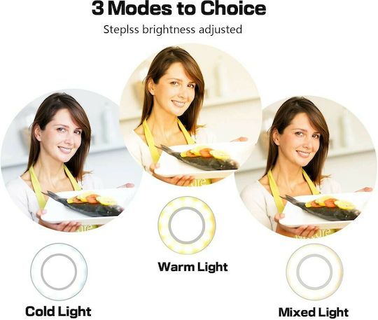 GloboStar Ring Light 9cm 3000 - 6000K with Desktop Stand/Mount Stand and Mobile Holder