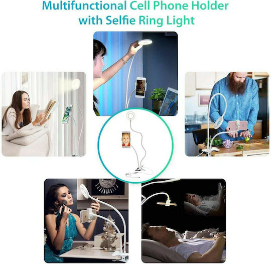 GloboStar Ring Light 9cm 3000 - 6000K with Desktop Stand/Mount Stand and Mobile Holder